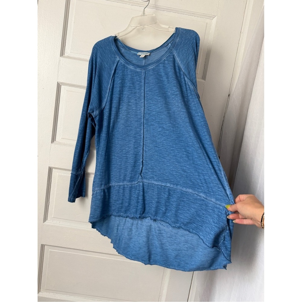Style & Co. Blue Raglan Long Sleeve High Low Tunic Top Flowy Relaxed Cotton XL - Picture 6 of 14